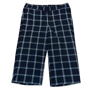 Old Navy Black & White Window Pane Wide Leg Capri Pants XLARGE